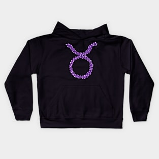 Hand Drawn Lavender Taurus Zodiac Sign in Watercolor and Ink Kids Hoodie